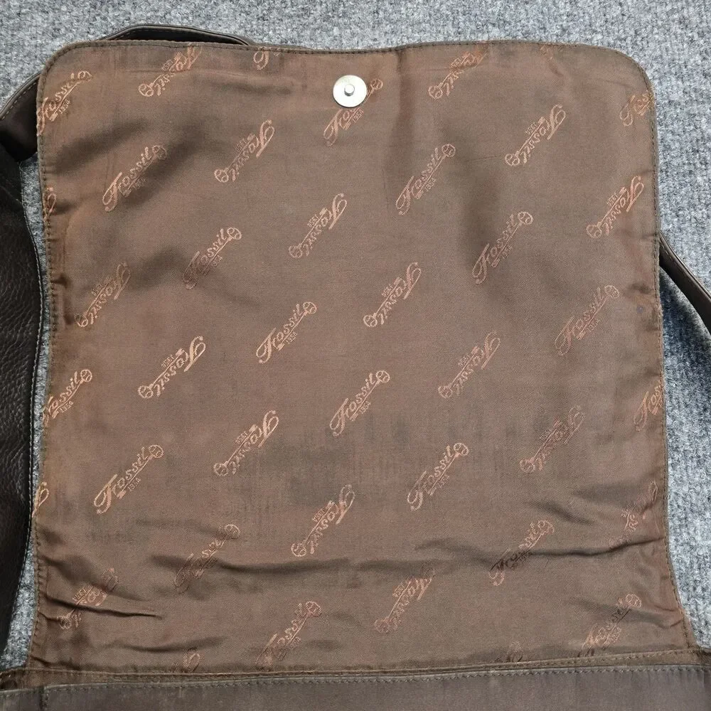 Fossil Brown Y2K Cow Hide Leather  Messenger Bag Satchel Crossbody